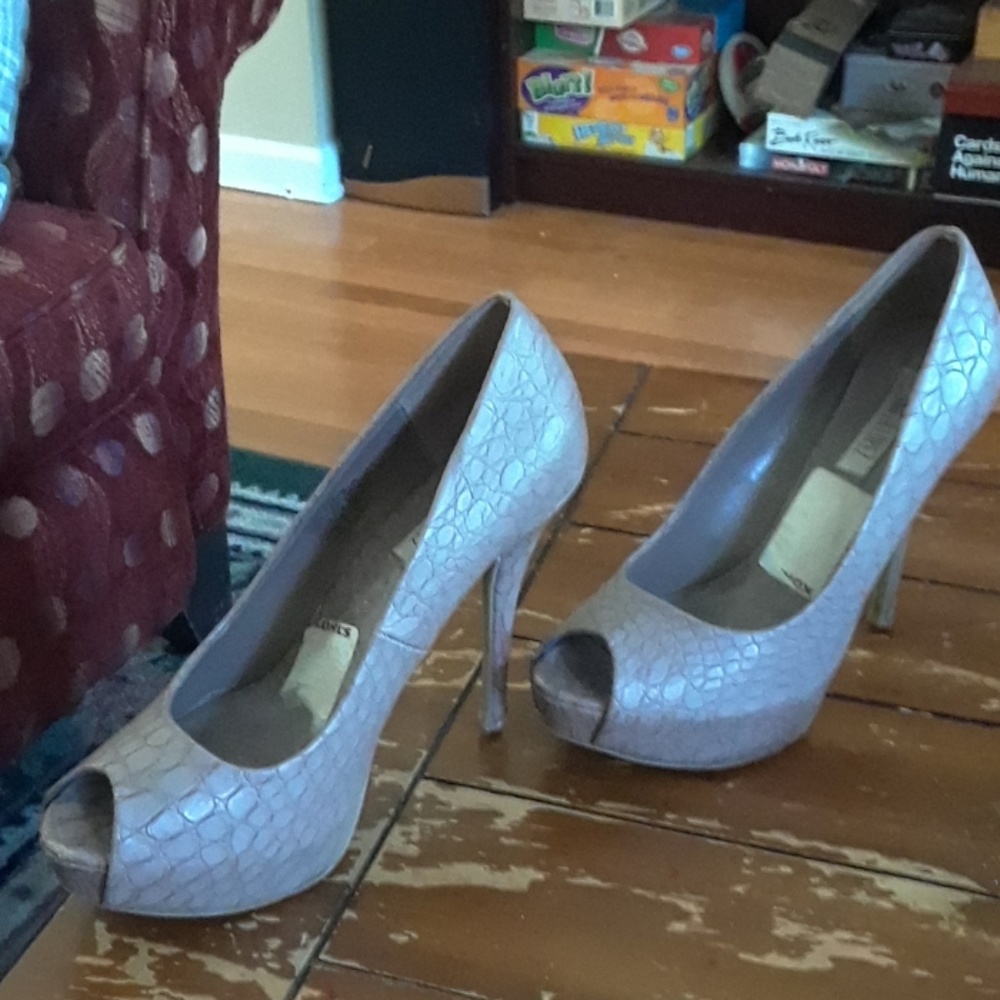 Tan high heels shoes